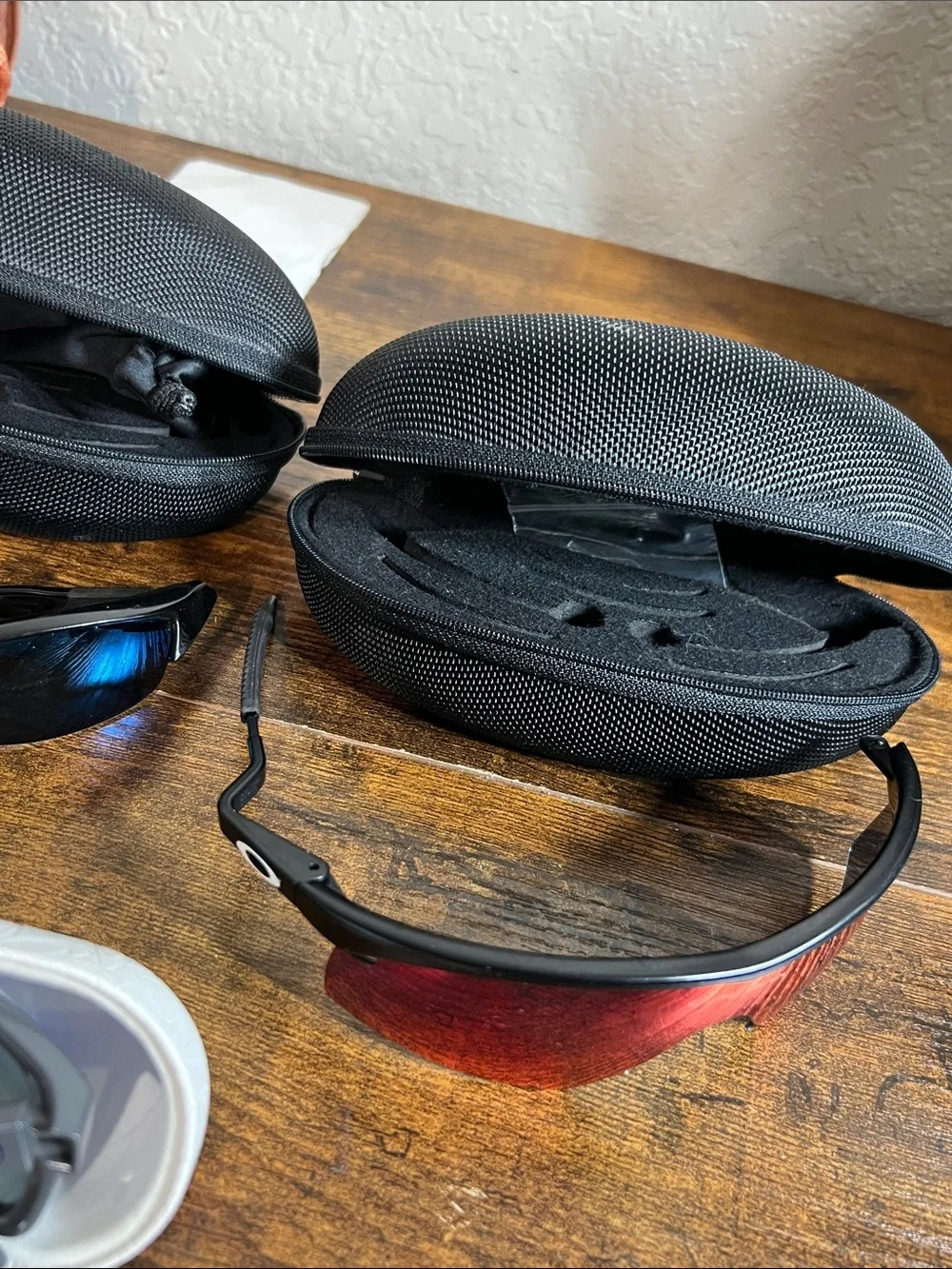 Lot of 3 Oakley Gray Sunglasses with Purple Accents and White Case